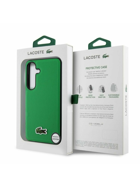 Lacoste Lacoste Iconic Petit Pique Tkani Logo MagSafe Stražnji Zaštitni Poklopac za Samsung Galaxy S25 Zelena