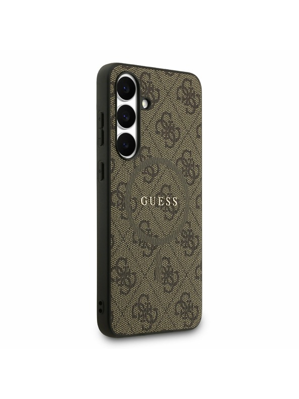 Guess Guess PU Kožna 4G Obojeni Prsten MagSafe Stražnji Zaštitni Poklopac za Samsung Galaxy S25 FE Smeđa