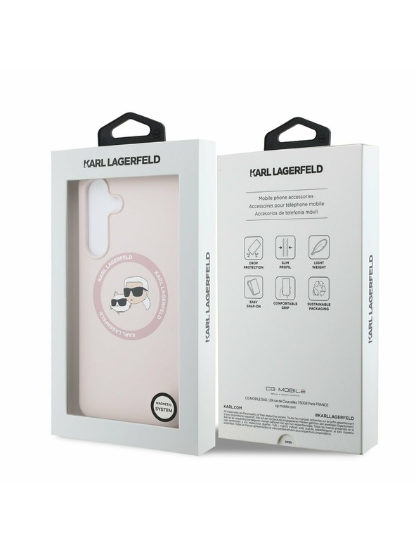 Karl Lagerfeld Karl Lagerfeld Tekući Silikon K&CH Glave MagSafe Stražnji Zaštitni Poklopac za Samsung Galaxy S25 FE Ružičasta