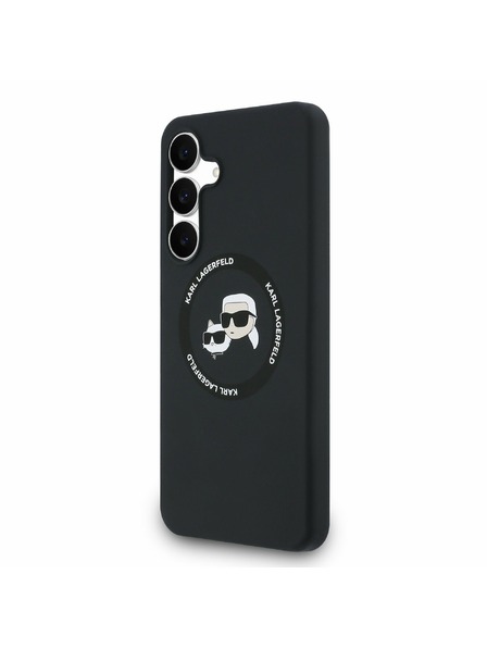 Karl Lagerfeld Karl Lagerfeld Tekući Silikon K&CH Glave MagSafe Stražnji Zaštitni Poklopac za Samsung Galaxy S25 FE Crna