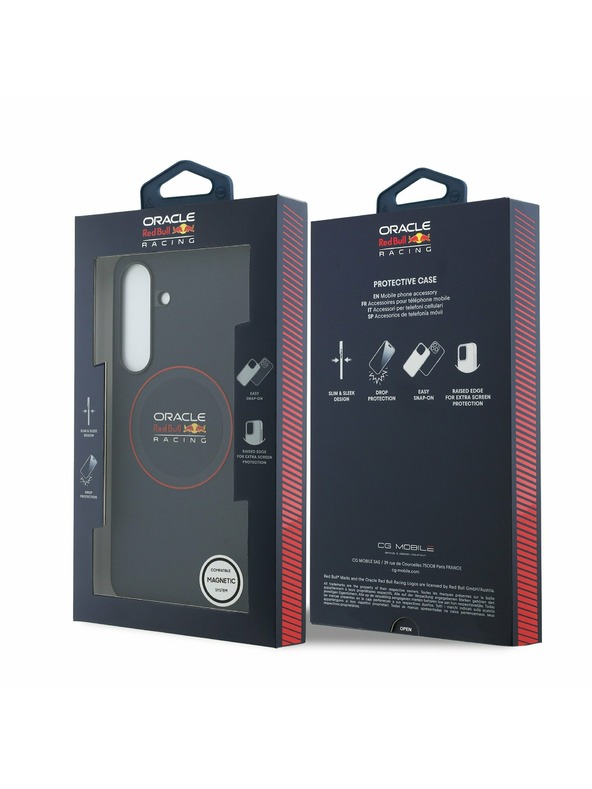 Red Bull Red Bull PU Kožna Crveni Prsten MagSafe Stražnji Zaštitni Poklopac za Samsung Galaxy S25 FE Mornarica