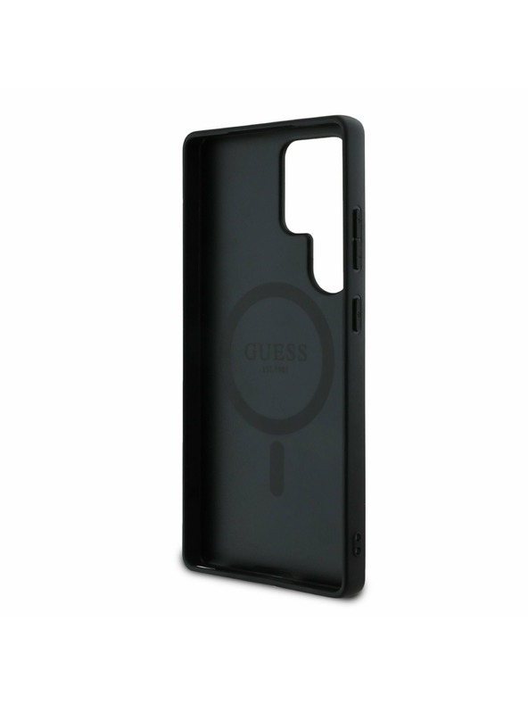 Guess Guess PU Kožna 4G Ispis Cvijeća Metal Klasični Logo MagSafe Stražnji Zaštitni Poklopac za Samsung Galaxy S25 Ultra Crna