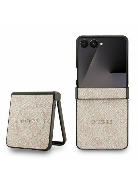 Guess Guess PU Kožna 4G Obojeni Prsten Magnetski Stražnji Zaštitni Poklopac za Samsung Galaxy Z Flip 7 Ružičasta