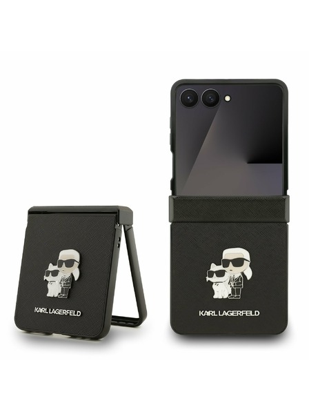 Karl Lagerfeld Karl Lagerfeld PU Saffiano Karl and Choupette Stražnji Zaštitni Poklopac za Samsung Galaxy Z Flip 7 Crna