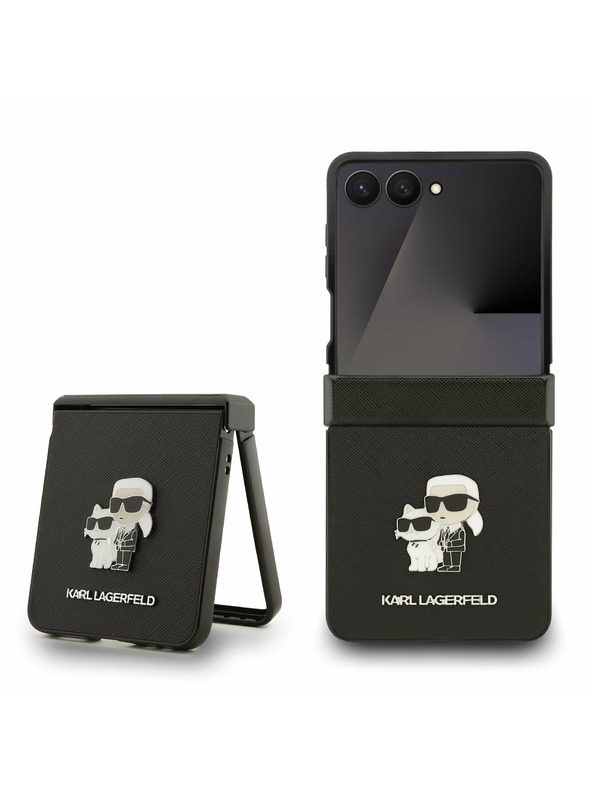 Karl Lagerfeld Karl Lagerfeld PU Saffiano Karl and Choupette Stražnji Zaštitni Poklopac za Samsung Galaxy Z Flip 7 Crna