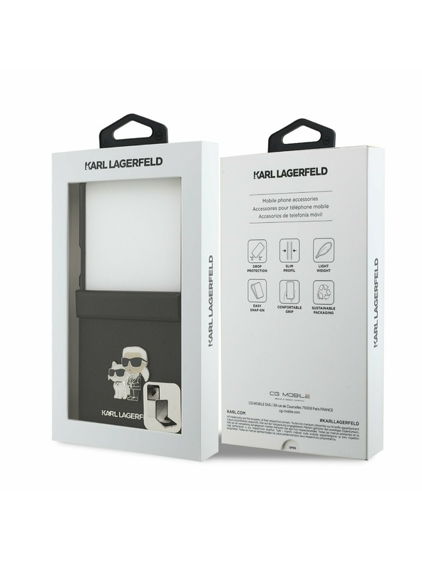 Karl Lagerfeld Karl Lagerfeld PU Saffiano Karl and Choupette Stražnji Zaštitni Poklopac za Samsung Galaxy Z Flip 7 Crna