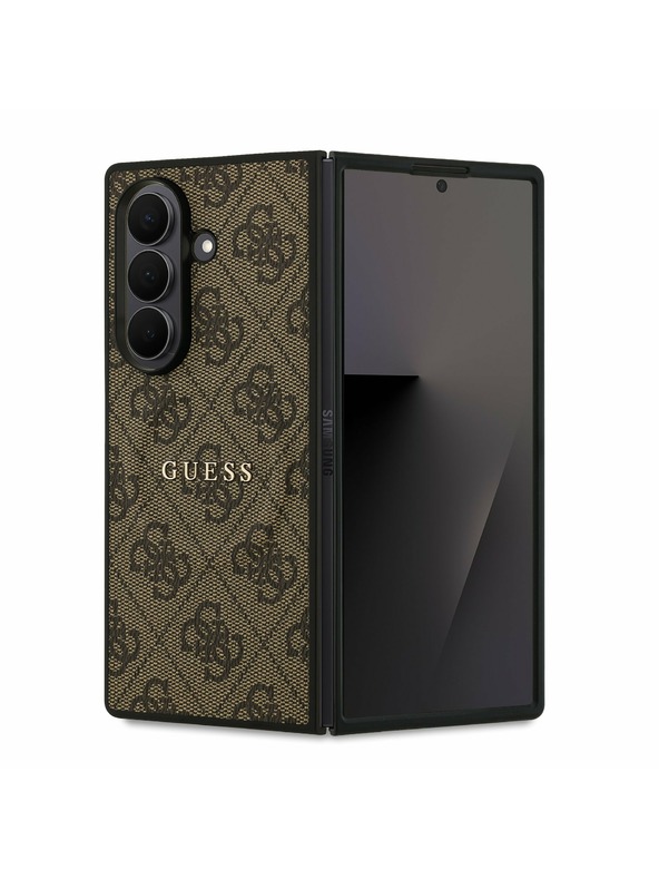 Guess Guess PU Kožna 4G Obojeni Prsten Magnetski Stražnji Zaštitni Poklopac za Samsung Galaxy Z Fold 7 Smeđa