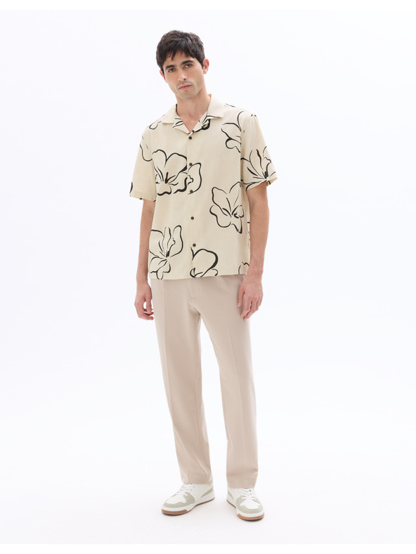 Celio Lnena košulja Naflori s kratkim rukavom