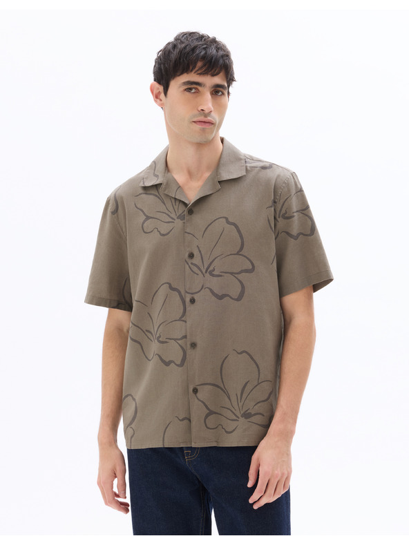 Celio Lnena košulja Naflori s kratkim rukavom