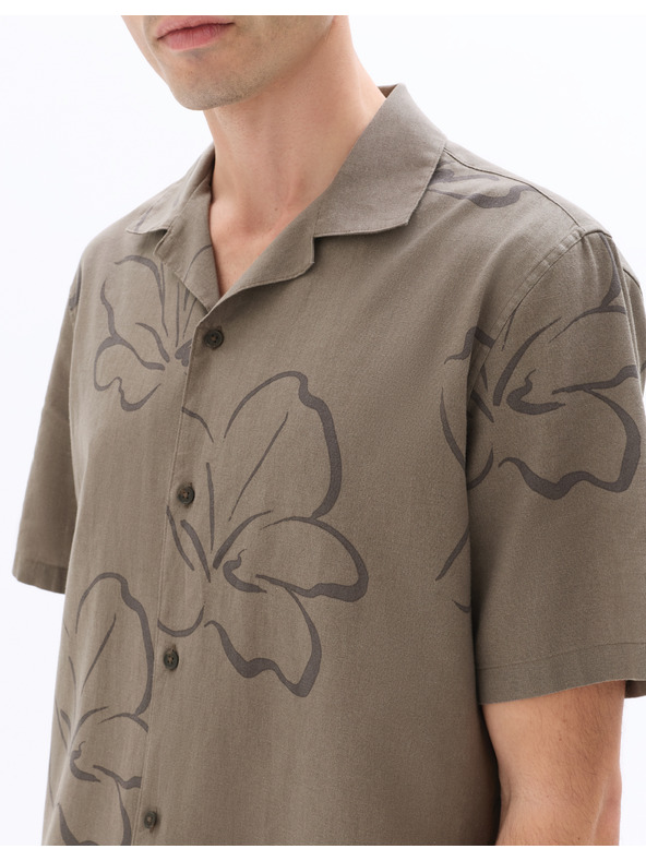 Celio Lnena košulja Naflori s kratkim rukavom