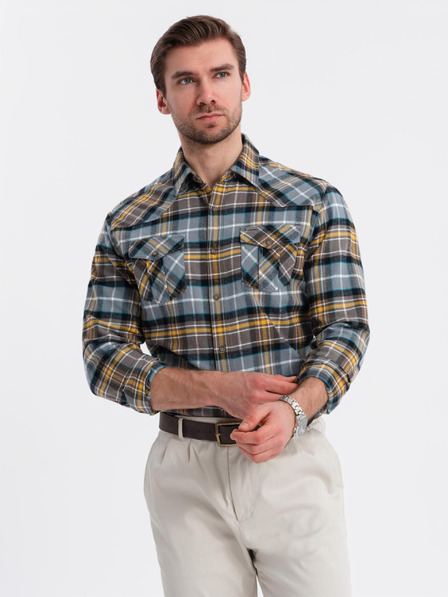 Ombre Clothing Ombre Clothing Muška narančasto siva flanelska majica