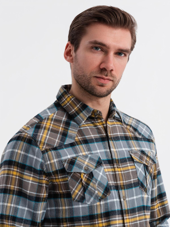 Ombre Clothing Ombre Clothing Muška narančasto siva flanelska majica
