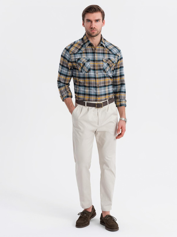 Ombre Clothing Ombre Clothing Muška narančasto siva flanelska majica