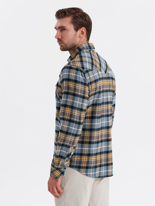 Ombre Clothing Ombre Clothing Muška narančasto siva flanelska majica