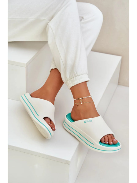 BIG STAR SHOES Ženske papuče na platformi Big Star – bijela/menta
