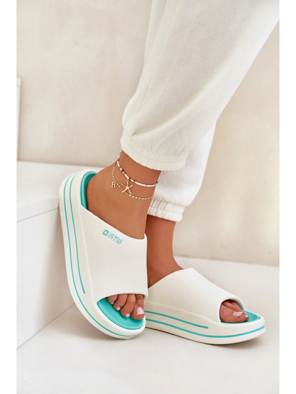 BIG STAR SHOES Ženske papuče na platformi Big Star – bijela/menta