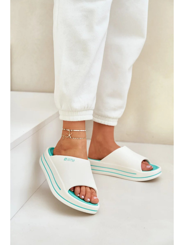 BIG STAR SHOES Ženske papuče na platformi Big Star – bijela/menta