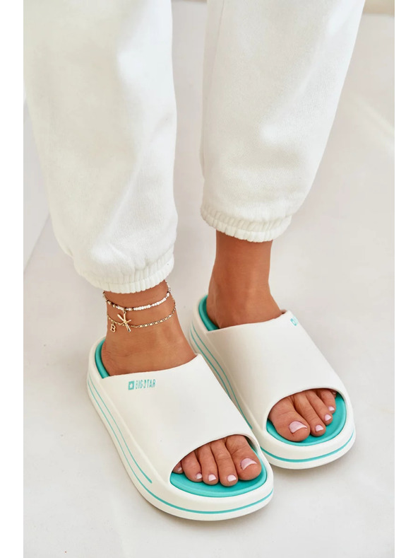 BIG STAR SHOES Ženske papuče na platformi Big Star – bijela/menta