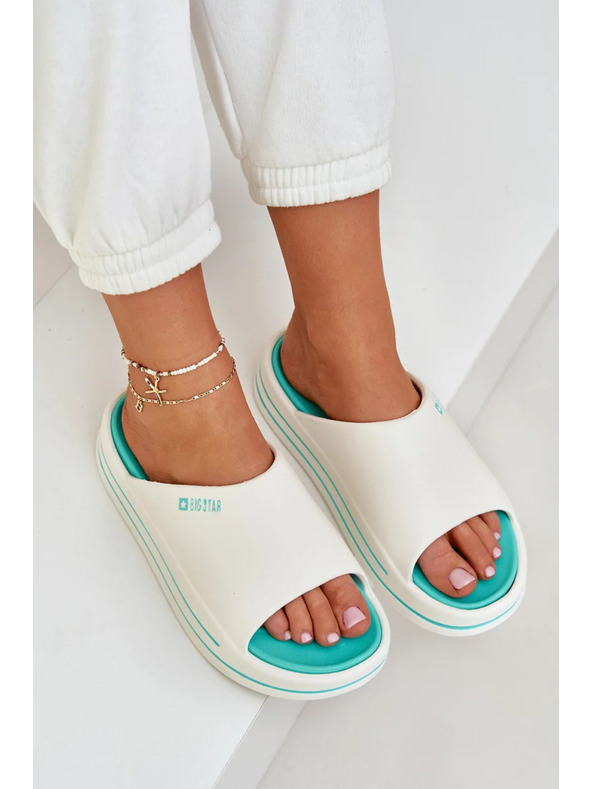 BIG STAR SHOES Ženske papuče na platformi Big Star – bijela/menta