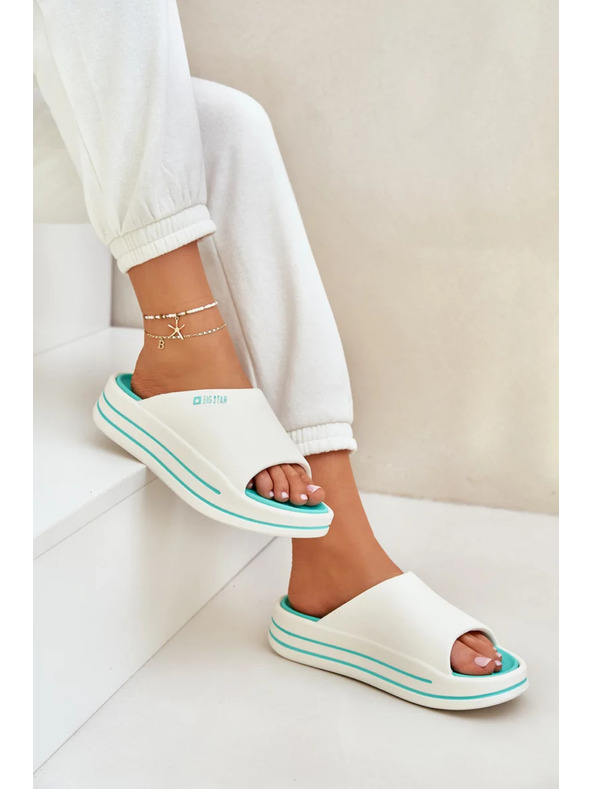 BIG STAR SHOES Ženske papuče na platformi Big Star – bijela/menta