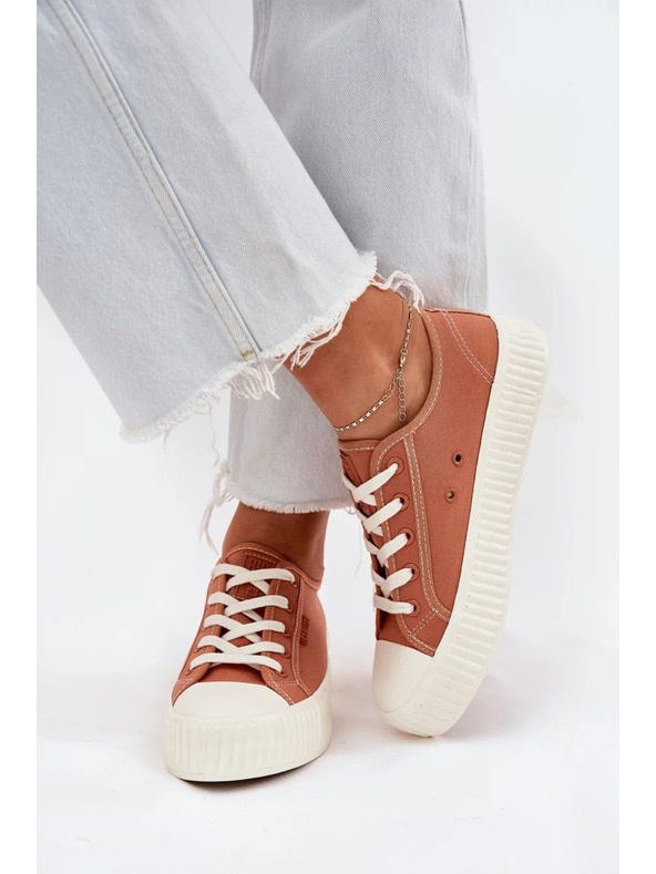 BIG STAR SHOES Ženski platneni tenisici na platformi Big Star – narančasti
