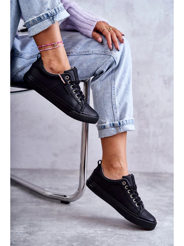 BIG STAR SHOES Ženski kožni tenisici Big Star – crni