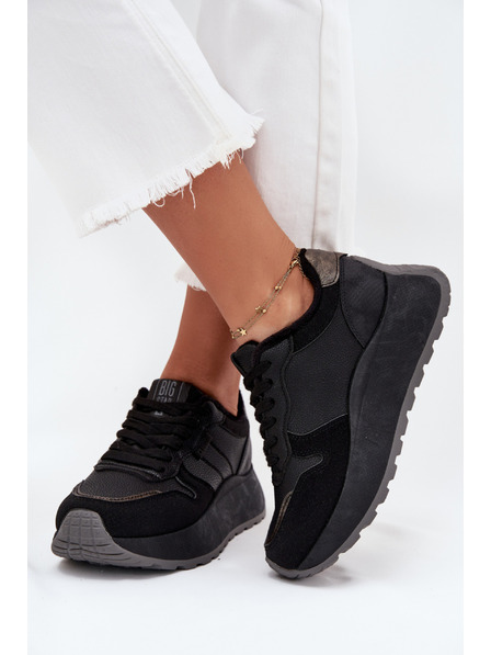 BIG STAR SHOES Ženski topli tenisice na platformi Big Star HI-POLY SYSTEM – crne