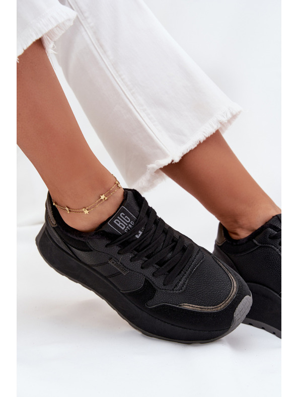 BIG STAR SHOES Ženski topli tenisice na platformi Big Star HI-POLY SYSTEM – crne