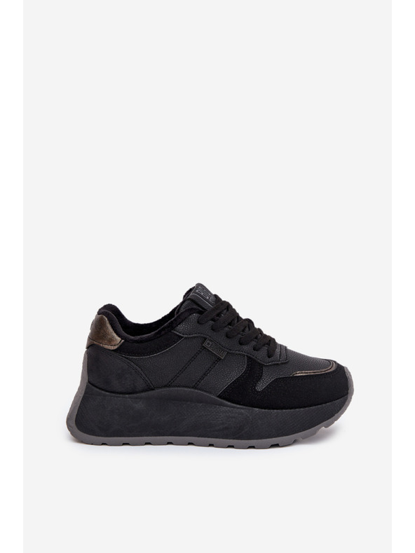 BIG STAR SHOES Ženski topli tenisice na platformi Big Star HI-POLY SYSTEM – crne