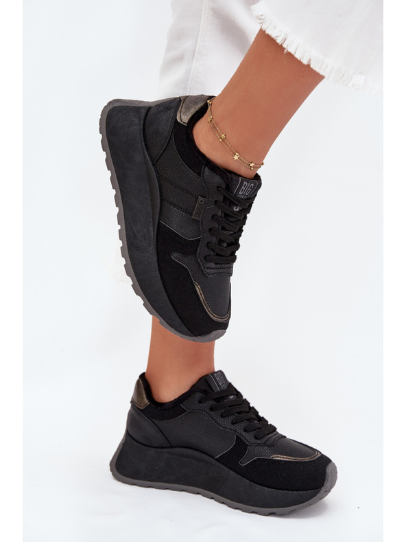 BIG STAR SHOES Ženski topli tenisice na platformi Big Star HI-POLY SYSTEM – crne
