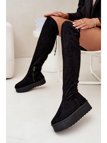 BIG STAR SHOES Ženski čizme iznad koljena na platformi Big Star – crne