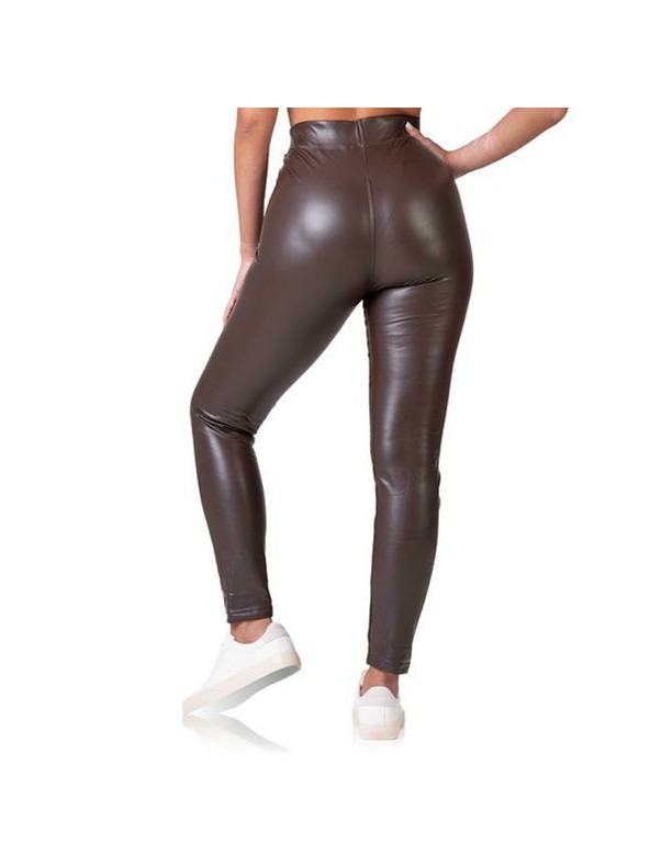 Bellinda RELAX & GO LEATHEROPTIC LEGGINGS - Zenske legice kožnog izgleda - tamno smeđa
