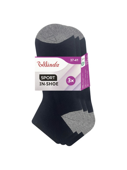 Bellinda SPORT WOMEN IN-SHOE 3x - Ženske sportske čarape do gležnja 3 para - crna