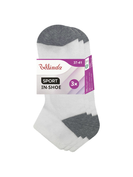 Bellinda SPORT WOMEN IN-SHOE 3x - Ženske sportske čarape do gležnja 3 para - bijela