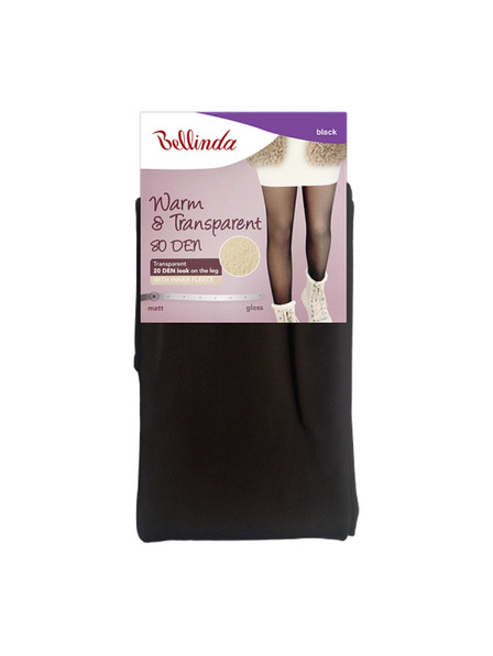 Bellinda WARM & TRANSPARENT 80 DEN WITH FLEECE - Ženske tople čarape 80 DEN s flisem - crna