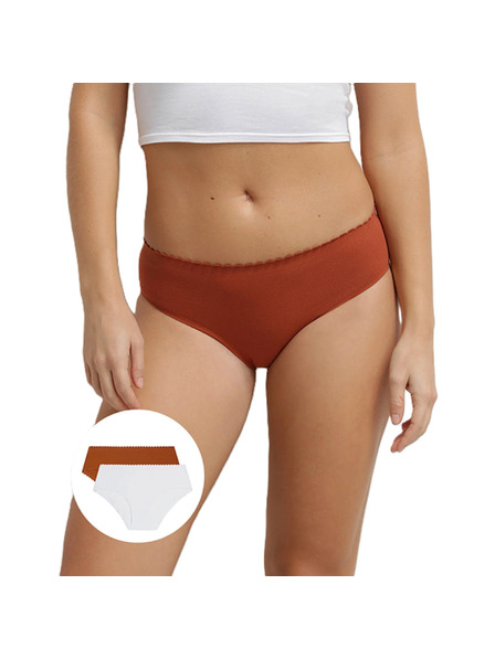 DIM DIM BODY TOUCH MIDI BRIEF 2x - Ženske gaćice 2 kom - cigla - bijela