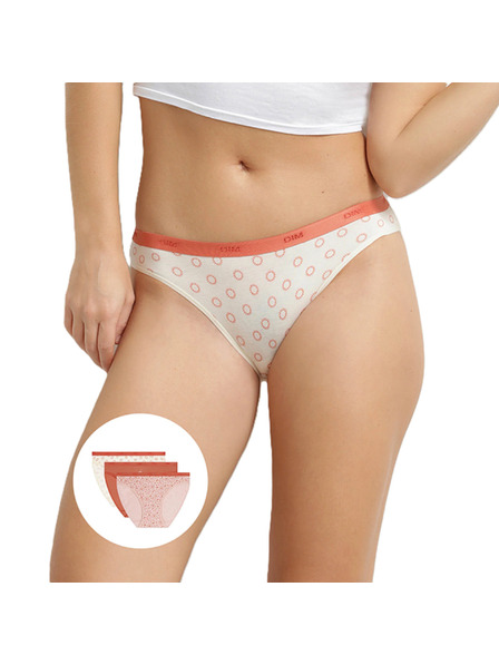 DIM DIM LES POCKETS COTTON SLIP 3x - Ženske pamučne gaćice 3 kom - krem - cigla