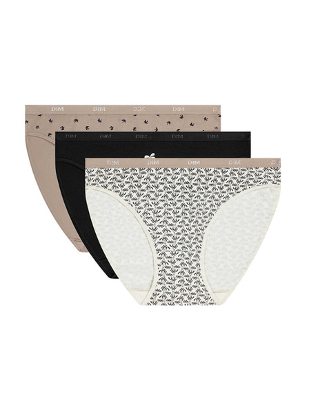 DIM DIM LES POCKETS COTTON SLIP 3x - Ženski pamučni kupaći 3 kom - bijela - svjetlo smeđa - crna