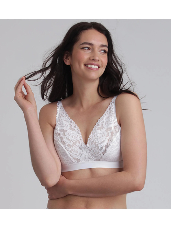 Playtex PLAYTEX RCS WIREFREE BRA - Ženski neojacani čipkasti grudnjak - bijela