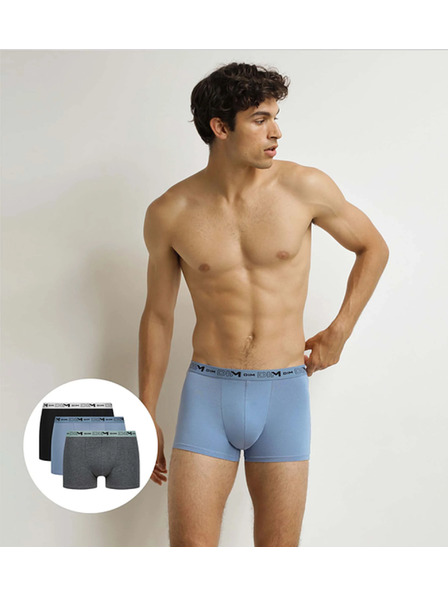 DIM DIM GOTS COTTON STRETCH BOXER 3x - Muške boksarice od bio pamuka 3 kom - siva - plava - crna
