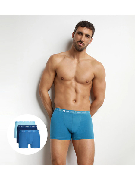 DIM DIM COTTON STRETCH BOXER 3x - Muške boksarice 3 kom - svetla plava - tamno plava