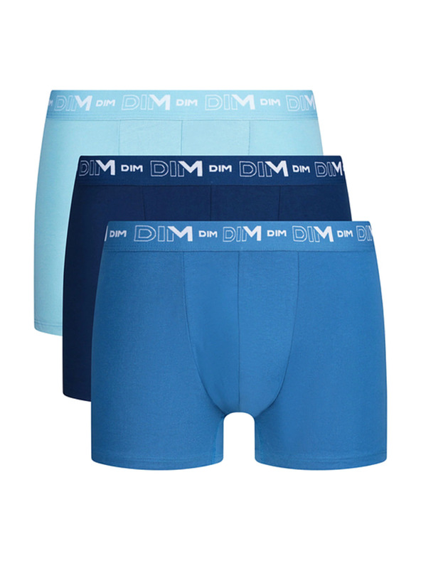 DIM DIM COTTON STRETCH BOXER 3x - Muške boksarice 3 kom - svetla plava - tamno plava