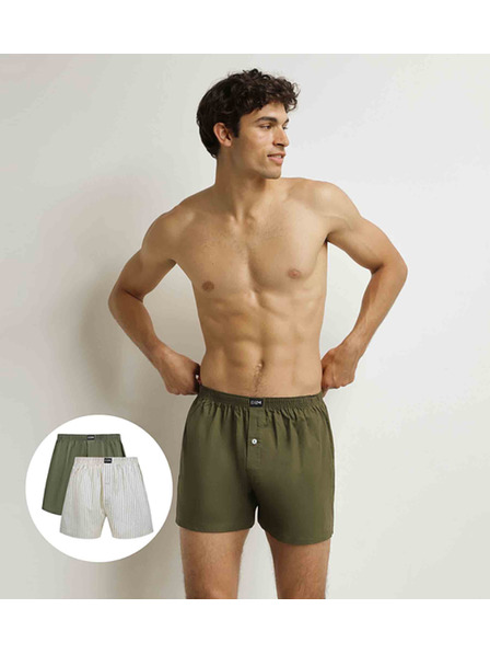DIM DIM COTTON STRETCH LOOSE BOXER 2x - Muške labave boksarice 2 kom - siva - zelena