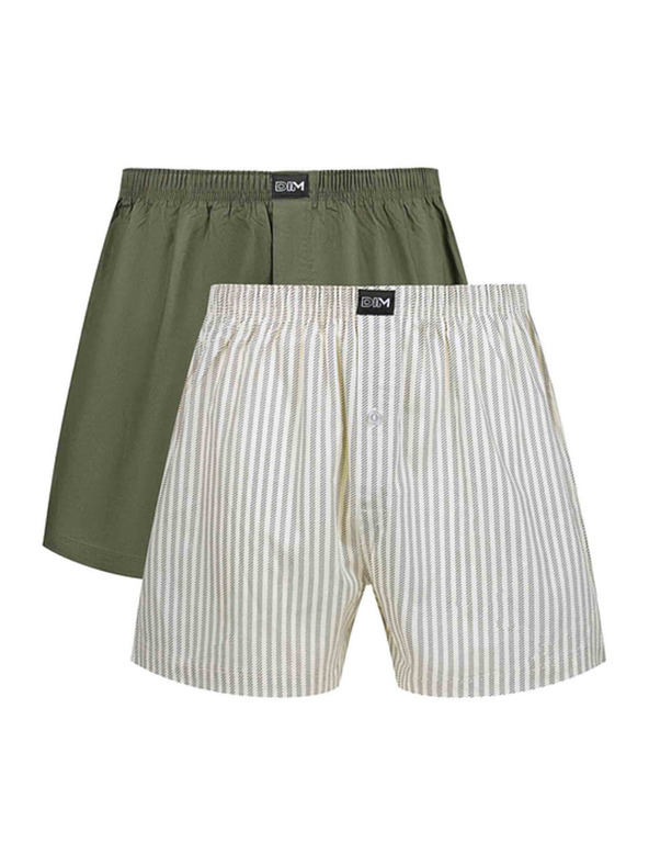 DIM DIM COTTON STRETCH LOOSE BOXER 2x - Muške labave boksarice 2 kom - siva - zelena