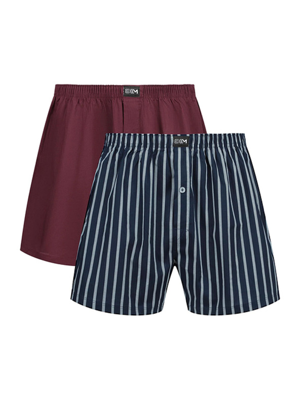 DIM DIM COTTON STRETCH LOOSE BOXER 2x - Muške labave boksarice 2 kom - tamno crvena - tamno plava