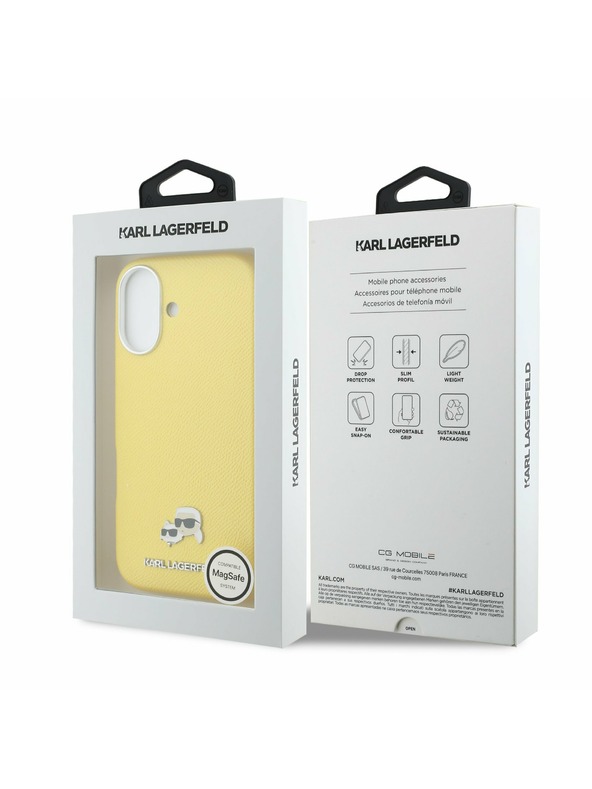 Karl Lagerfeld Karl Lagerfeld PU Karl and Choupette Heads Pins MagSafe Stražnji Poklopac za iPhone 17 Yellow