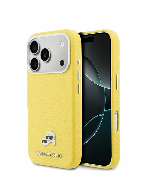 Karl Lagerfeld Karl Lagerfeld PU Karl and Choupette Heads Pins MagSafe Stražnji Poklopac za iPhone 17 Pro Max Yellow