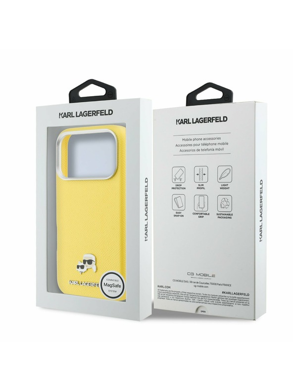 Karl Lagerfeld Karl Lagerfeld PU Karl and Choupette Heads Pins MagSafe Stražnji Poklopac za iPhone 17 Pro Max Yellow
