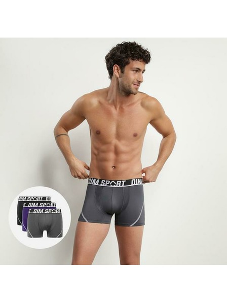 DIM DIM SPORT MICROFIBRE BOXER 3x - Muške sportske bokserice 3 kom - siva - plava - crna