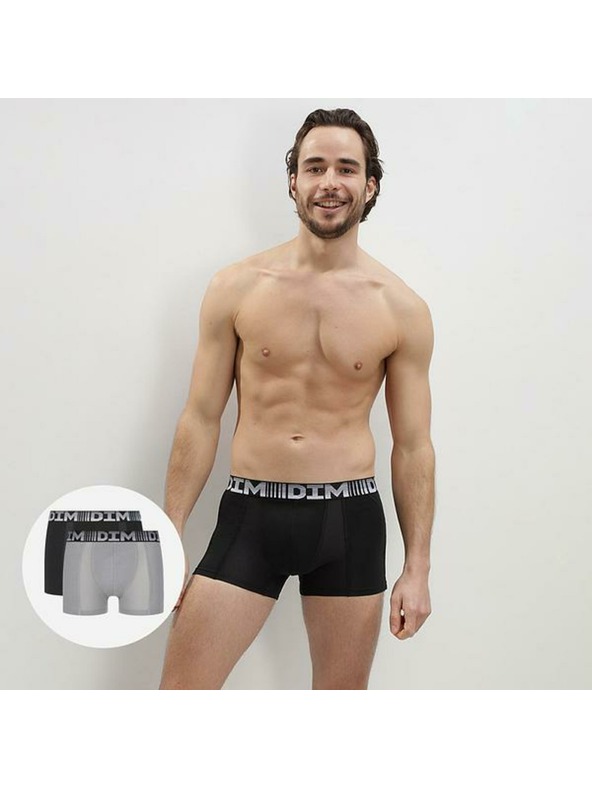 DIM DIM COTTON 3D FLEX AIR BOXER 2x - Muške bokserice 2kom - siva - crna